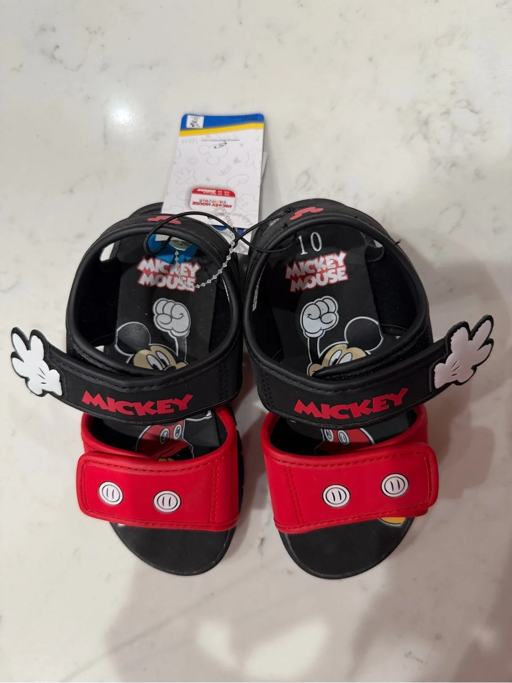 Disney Mickey Black and Red Kids Sandals with Character Accents